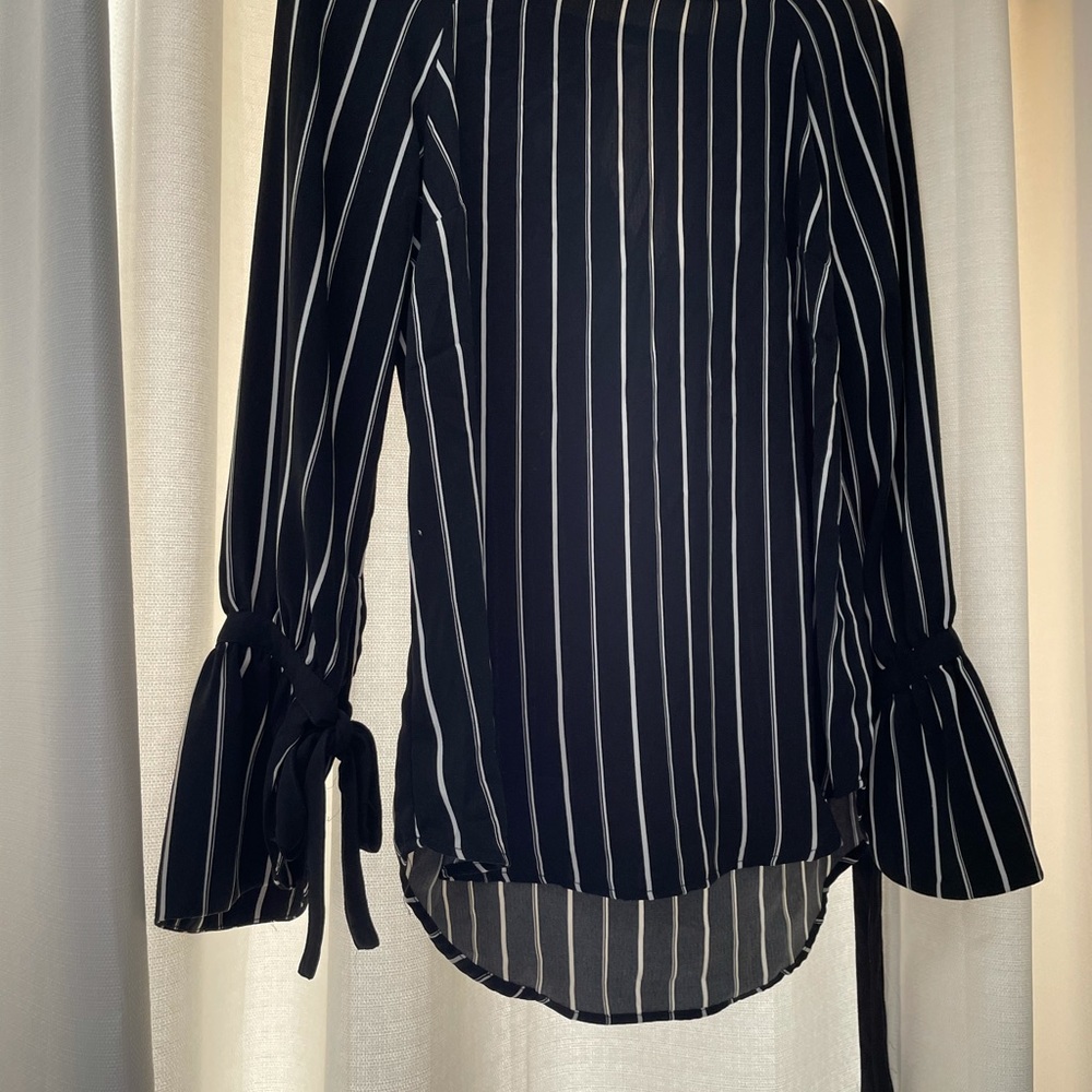 Black & White Vertical  Striped Blouse